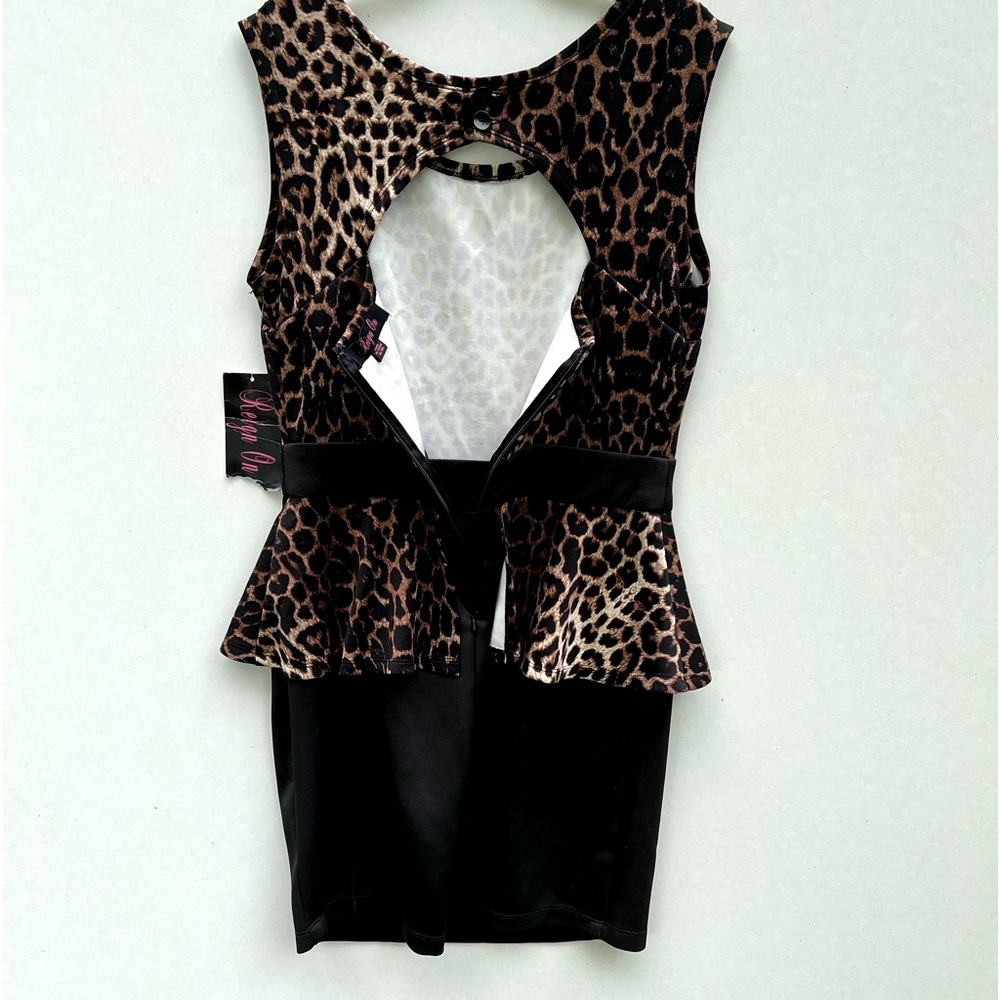 REIGN ON LEOPARD PEPLUM MIDI DRESS - Picture 5 of 7